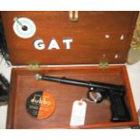 A .177” Gat pop out air pistol, by Harrington & Son, of black lacquered all metal construction.