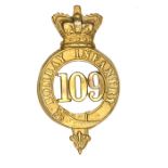 An OR’s 1874 pattern brass glengarry badge of of The 109th (Bombay Infantry) Regt (587), brass lugs.