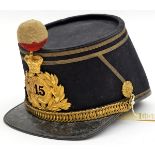 An officer’s 1869 pattern shako of The 15th (York E Riding) Regt, gilt braid trim including 2