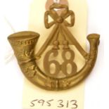 An OR’s 1874 pattern brass glengarry badge of The 68th (Durham L. Infantry) Regt (530), copper lugs.