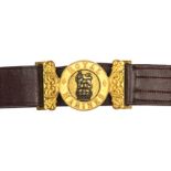 A good post 1902 brown leather waistbelt and slings of The R Marines, fine gilt and silver plated