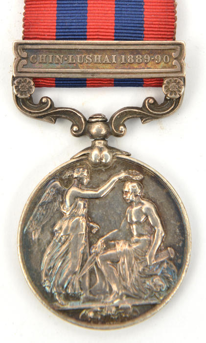 I.G.S. 1854, 1 clasp Chin-Lushai 1889-90 (636 Rifleman Chandarsuari (?) Gurung, 2nd Bn 2nd Goorkha