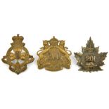 3 CEF infantry cap badges: 199th (199A), 200th and 201st (201A). GC to VGC Part I of the