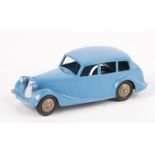 A Dinky Toys Triumph 1800 Saloon (40b). An example with blue body and fawn wheels. VGC, one minor