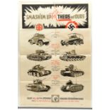 A WWII A4 poster “Smash’em Up- But- Theirs not Ours” showing 4 types of British armoured cars and