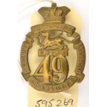 An OR’s 1874 pattern brass glengarry badge of The 49th (or the Princess Charlotte of Wales’s or