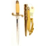 A post WWII Romanian dress dagger, shallow diamond section blade 8”, no 55805 at forte, brass