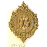 An OR’s 1874 pattern brass glengarry badge of The 93rd Sutherland Highlanders, uncrowned type (568),