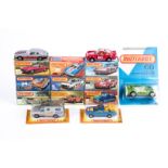 12 Matchbox 75/Superfast series. No1 Dodge Challenger. No3 Porsche Turbo. No9 Ford RS2000. No21