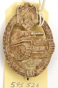 A Third Reich Panzer Assault badge in silver, apparently by the same maker as lot 153 but from a