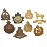 8 Canadian cavalry cap badges: 17th R.C. Hussars, 19th Alberta D, 21st A.H (one lug missing), 27th