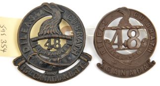 2 CEF infantry Scottish glengarry badges: blackened 15th with small “48” (15A) and large “48” (15B).