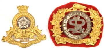 2 officer’s gilt/silver plated cap badges: 17th R Canadian Hussars and Lake Superior Regt (some