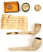 2 Boer War commemorative clay pipes, bearing the head of General Buller, one also has Kruger; a