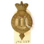 An OR’s 1874 pattern brass glengarry badge of The 11th (N Devon) Regt, crowned strap type (435),
