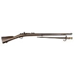 A French 11mm Mle 1866-75 Gras bolt action SS rifle, 52” overall, barrel 32½”, number 17268, the