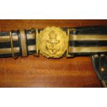 A post 1902 RN Lieutenant’s full dress waistbelt and slings, 2 gilt strips, stamp of Larcom &