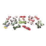 17 Dinky Toys single seater racing cars. Ferrari, HWM, 2x Maserati, 2x Alfa Romeo, 3x Cooper-