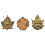 3 CEF infantry cap badges: 192nd, 194th and 195th (lugs missing). GC Part I of the Collection of the