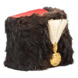 A Vic officer’s busby of The Royal Artillery, red cloth bag, gilt grenade plume holder, applied R