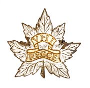 A WWII officer’s gilt and silver plated cap badge of the 8th Reconnaissance Regt. Near VGC. Plate