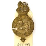 An OR’s 1874 pattern brass glengarry badge of The 25th (The King’s Own Borderers) Regt, crowned