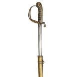 An early Vic 1822 pattern infantry field officer’s sword, slender, curved pipe backed blade 31½”, by