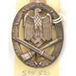 A Third Reich General Assault badge in silver, by Franbk & Reif, Stuttgart, silver plated with solid