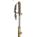 An 1822 pattern General and Staff officers sword, slender, very slight curved, fullered blade