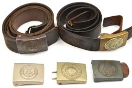 An Imperial German leather waistbelt, complete with OR’s buckle, a Third Reich leather OR’s