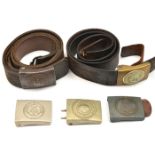 An Imperial German leather waistbelt, complete with OR’s buckle, a Third Reich leather OR’s