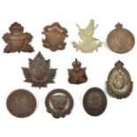 10 Canadian OTC cap badges: McGill, Sir George Williams, Alberta, Saskatchewan, Bishop’s College,