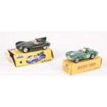 2x 1950s Le Mans style racing cars. A French Dinky Toys Aston Martin DB3S (506) in dark green