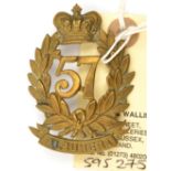 An OR’s 1874 pattern brass glengarry badge of The 57th (W. Middlesex) Regt (518), copper lugs. GC