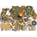 A small quantity of military badges, buttons and insignia, including cap badges of Oxf & Bucks,