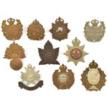 10 pre 1950 Canadian cap/glengarry badges: Regt de Joliette, Regt de St Hyacinthe, Three Rivers Regt