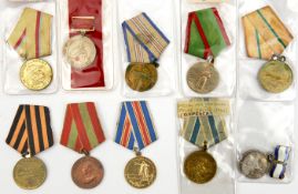 Soviet Russia: 10 different Soviet Russian Liberation and service medals. GC