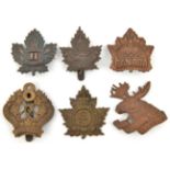 6 CEF Mounted Rifles cap badges: 4th, 7th, 8th, 9th (lugs missing), 10th and 11th (style 2). GC Part