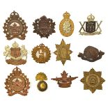 10 Canadian cap/glengarry badges: Vancoover Regt, Saskatchewan Border Regt, Norfolk Regt, P Albert