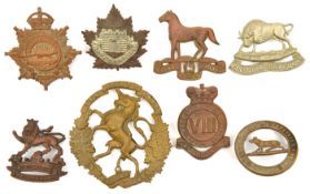 7 Canadian cavalry badges: 6th H, 8th H, 12th Manitoba, 19th Alberta D (lugs missing), 30th B