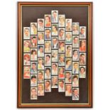 Players cigarette cards “Film Stars”, set of 50, head and shoulders with autographs, framed, 23½”