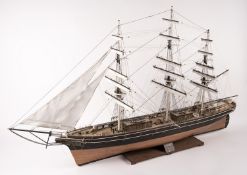 A fine scale model of the famous Tea Clipper ‘Cutty Sark’. A plank-on-frame 3-masted model from a