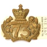 An OR’s 1874 pattern brass glengarry badge of of The 73rd (Perthshire) Regt, crown and wreath