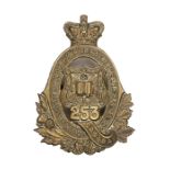 An OR’s brass glengarry badge of the 253rd CEF (253A) by Kinnear & Desterre. GC Plate 5 Part I of