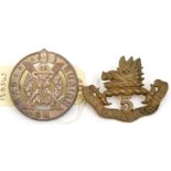 2 Militia glengarry badges: 5th R Scots and 50th Gordon Highlanders. Near VGC Part I of the