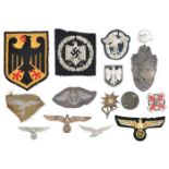 15 various Third Reich cloth and metal badges etc, metal items include Fire Brigade 2nd class