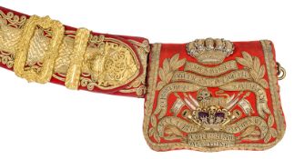 A very good officer’s full dress Edward VII shoulder belt and Victorian pouch of the 15th (the