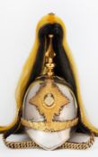 A very fine post 1902 officer’s helmet of the Sussex Yeomanry, silver plated skull, gilt mounts
