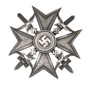 A finely detailed Third Reich Spanish Cross in silver, the reverse with “CEJ” maker’s mark (Juncker,