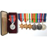 Six: 1939-45 star, Africa star, Italy star, Defence, War, Malta National Commemorative medal 1992